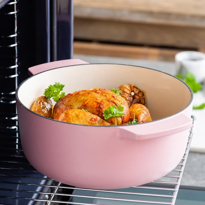 5,2L Garnek żeliwny pudrowy róż