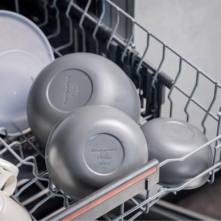 Zestaw 4 szarych misek z pokrywkami