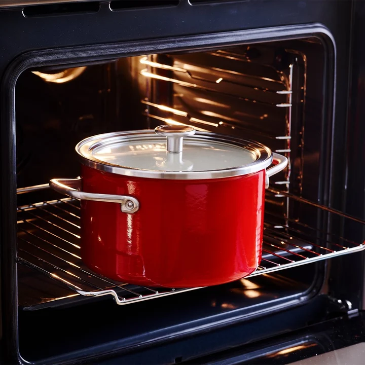 3,7L Garnek emaliowany z pokrywką czerwony