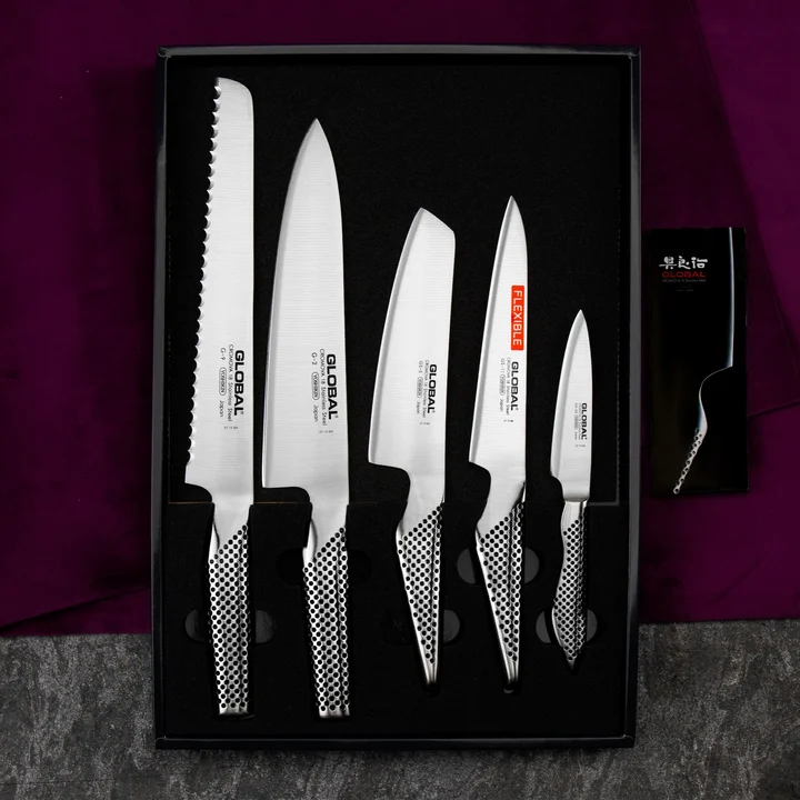 Global Zestaw 5 noży G-2, 9, GS-5,11,38