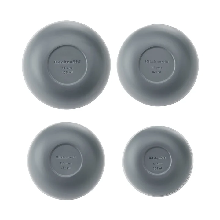 Zestaw 4 szarych misek z pokrywkami