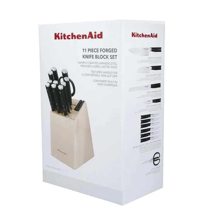 Zestaw 10 noży + nożyczki w bloku z ostrzałką