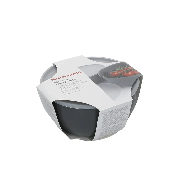 Zestaw 4 szarych misek z pokrywkami