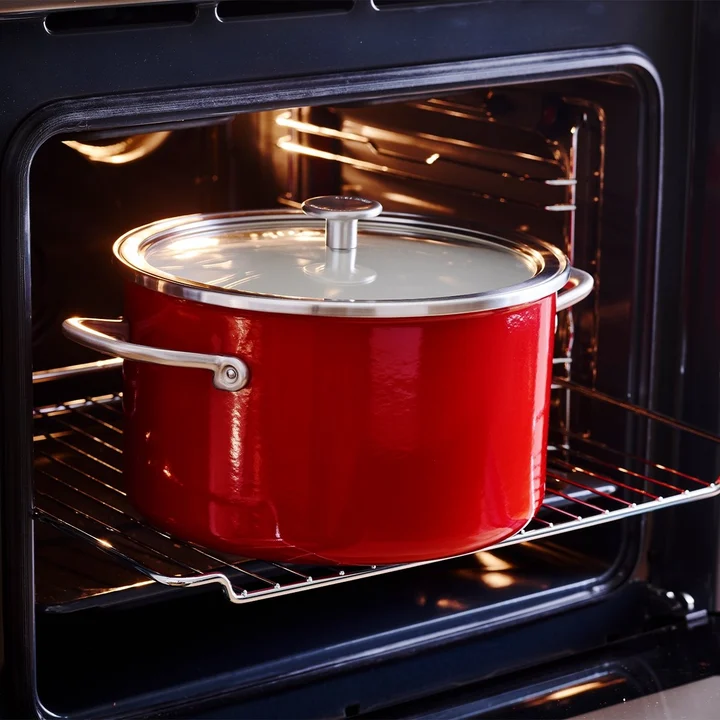 6L Garnek emaliowany z pokrywką czerwony